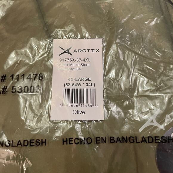 Arctix Men's Storm Rain Pant, Olive 4X 34L - Picture 11 of 14